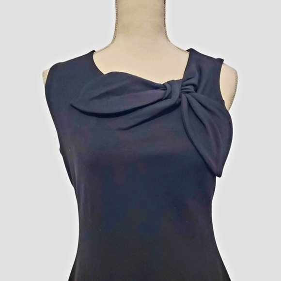 Black Asymmetrical Sheath Dress Sleeveless Cocktail - Picture 2 of 5